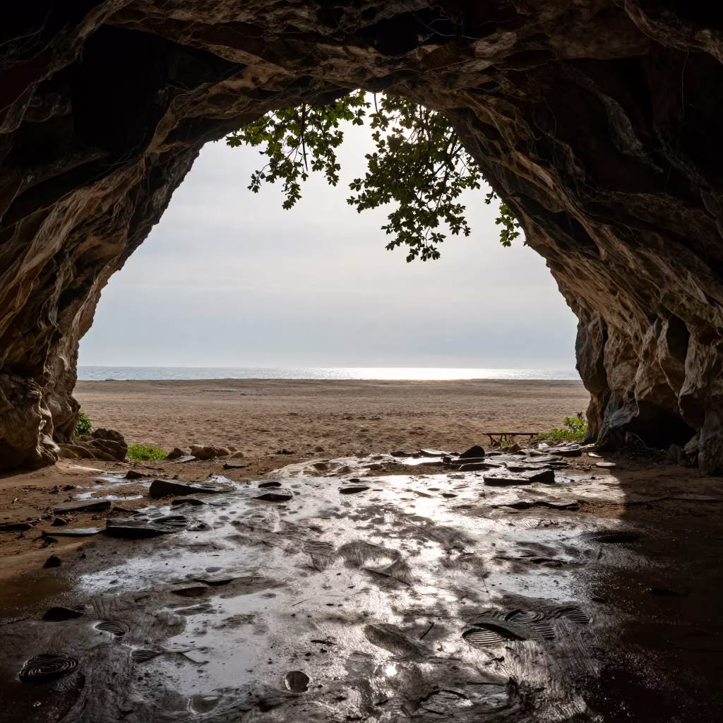 Sea Cave Silhouette Dalmatian Floodplain After Rain in across a floodplain after rain in Dalmatia