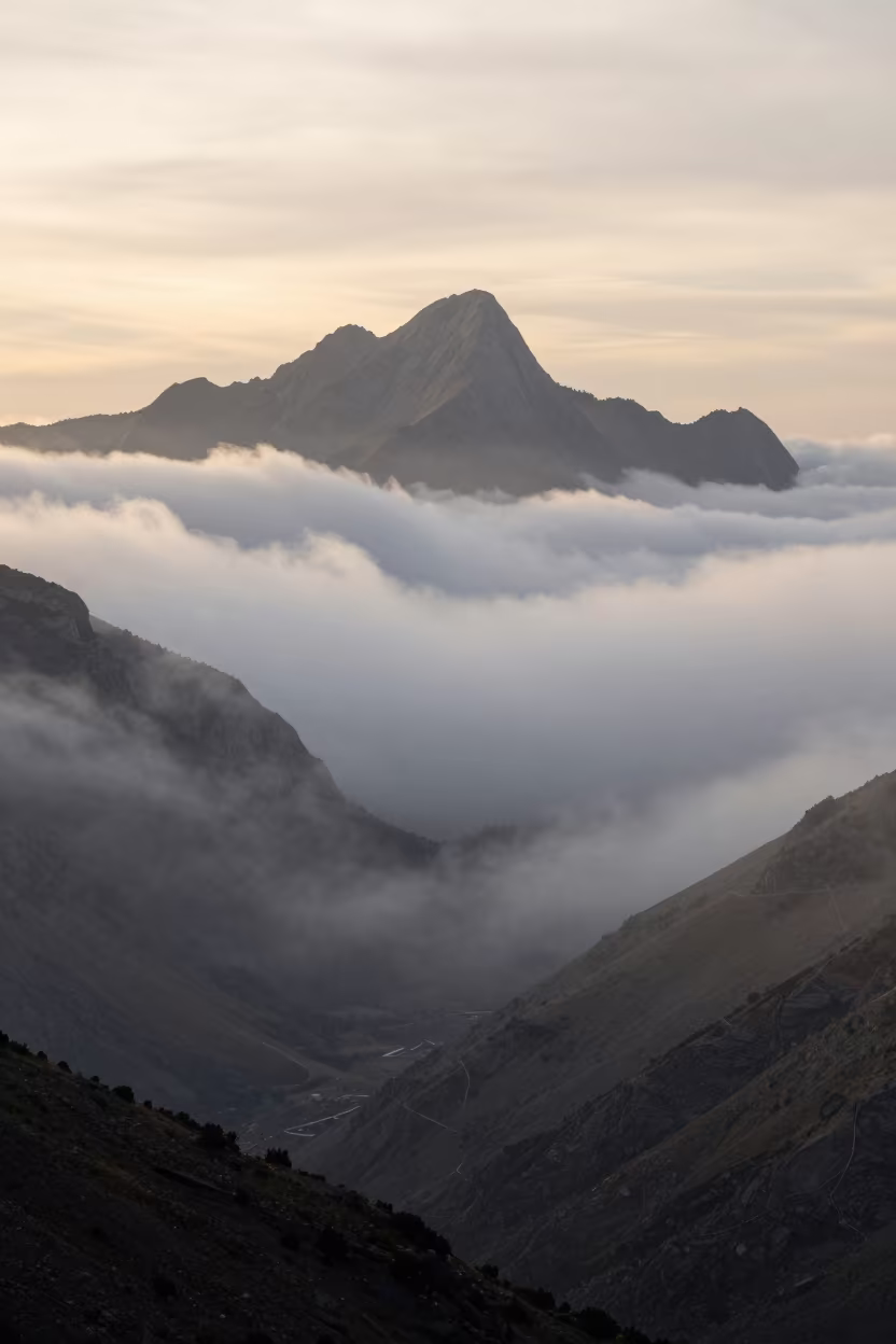 Sea of Clouds at Spanish Mountain Dawn in in Spain