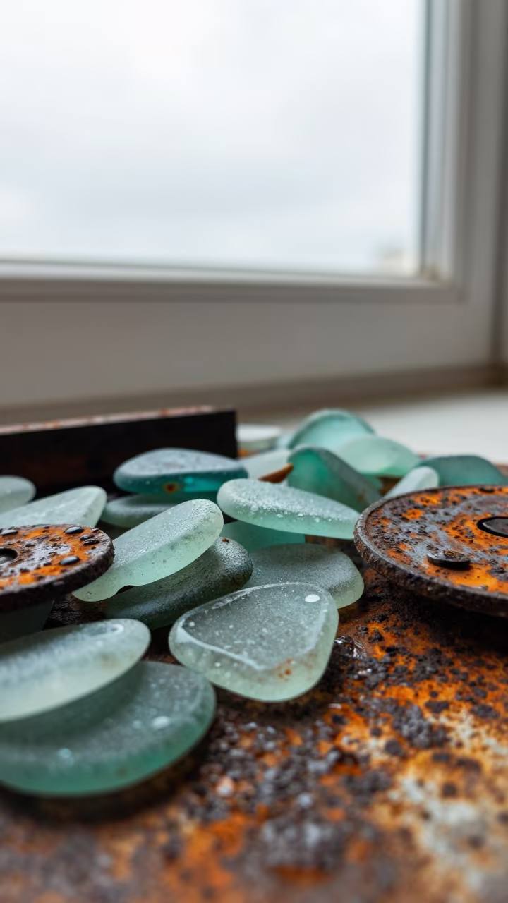 Sea Glass and Rust After Rain Study in near Grey Lynn, Auckland