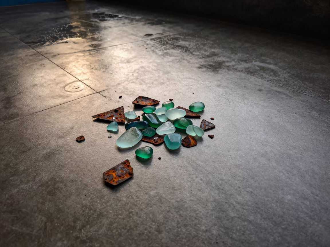 Sea Glass and Rust on Kerala Floor in in Kerala
