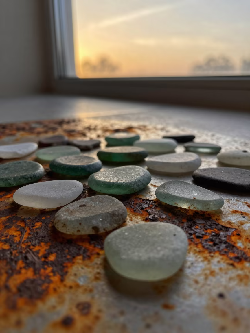 Sea Glass and Rust in Sunset Light in near Auckland