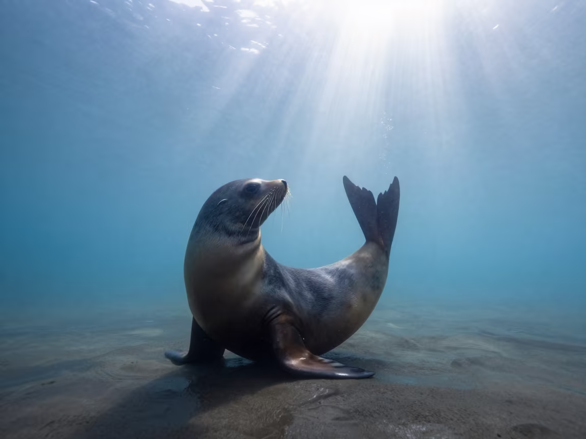 Sea Lion Twisting Through Dawn Light in near Mumbai