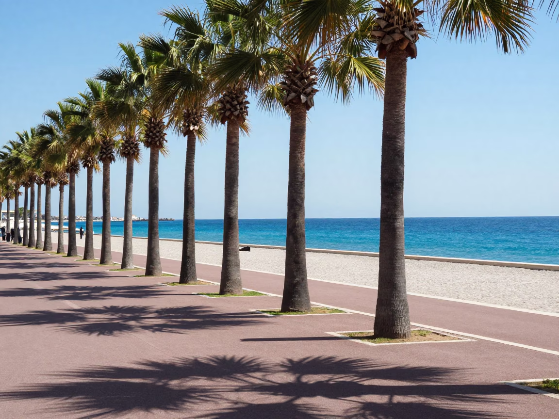Sea Midday in Nice at Midday Light in in Nice, France