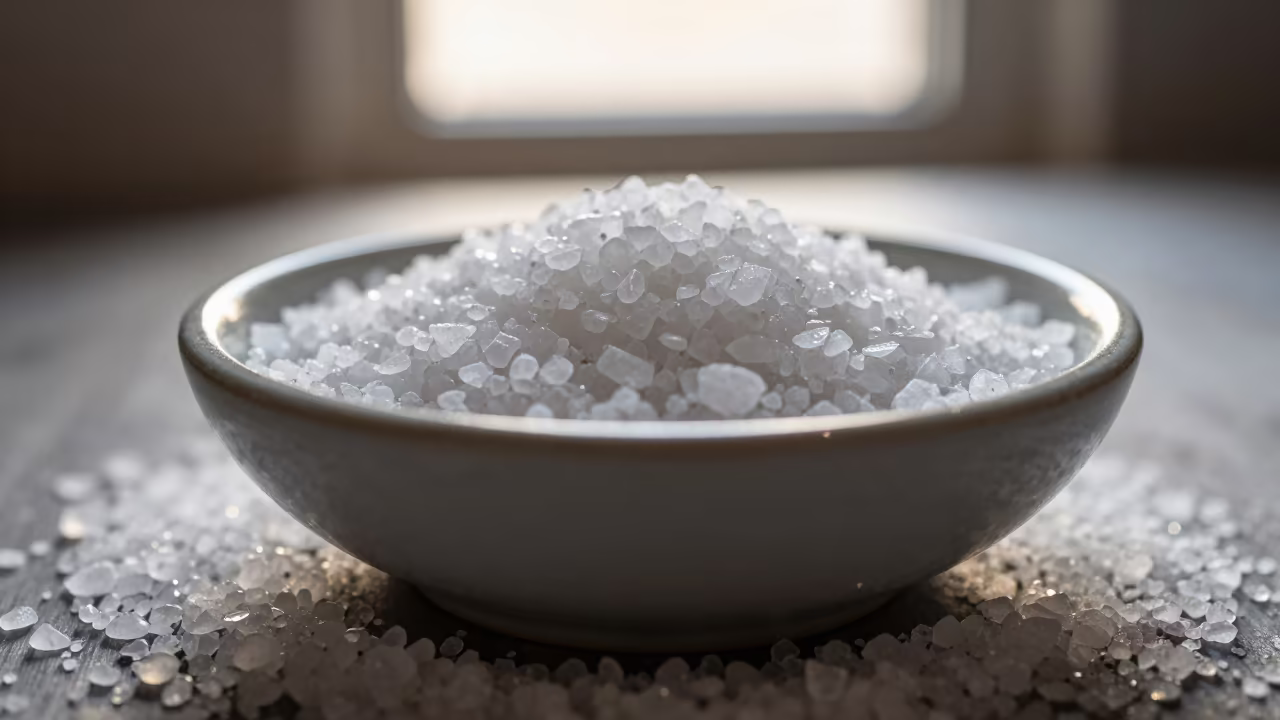 Sea Salt Crystals on Ceramic Rim Dawn in on salt crystals along a pan rim near Paddington, Sydney