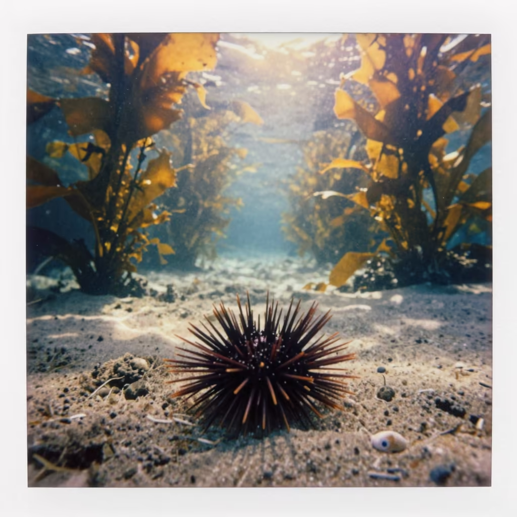 Sea Urchin Barren Edge Kelp Forest Seomyeon in along a seagrass channel near the coast near Seomyeon, Busan