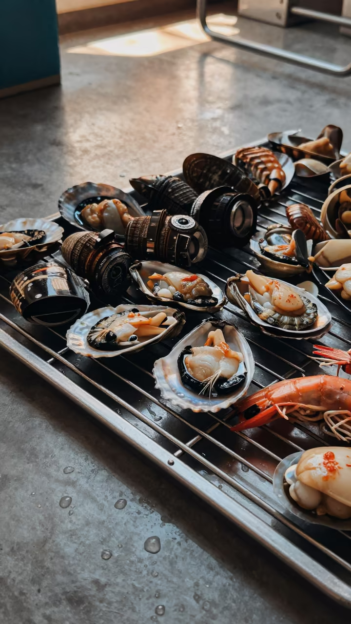 Seafood Board Late Autumn Hohhot Bakery in on a bakery cooling rack in Hohhot