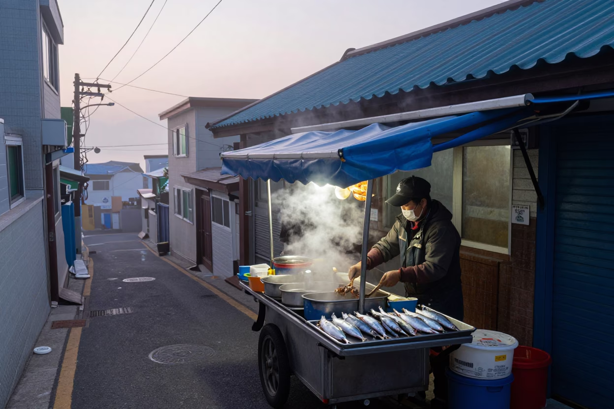 Seafood Cart in Busan in in Busan, South Korea
