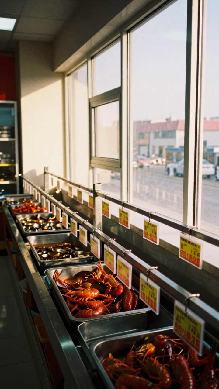 Seafood Glaze Tag Rail Reset in Taiyuan Store in inside a retail floor display area in Taiyuan
