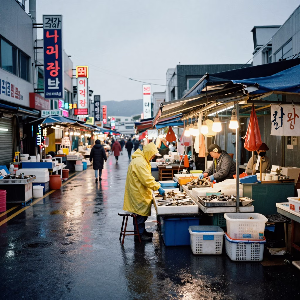 Seafood Stall in Busan in in Busan, South Korea