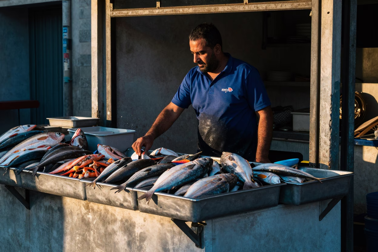 Seafood Vendor in Alexandria in in Alexandria, Egypt