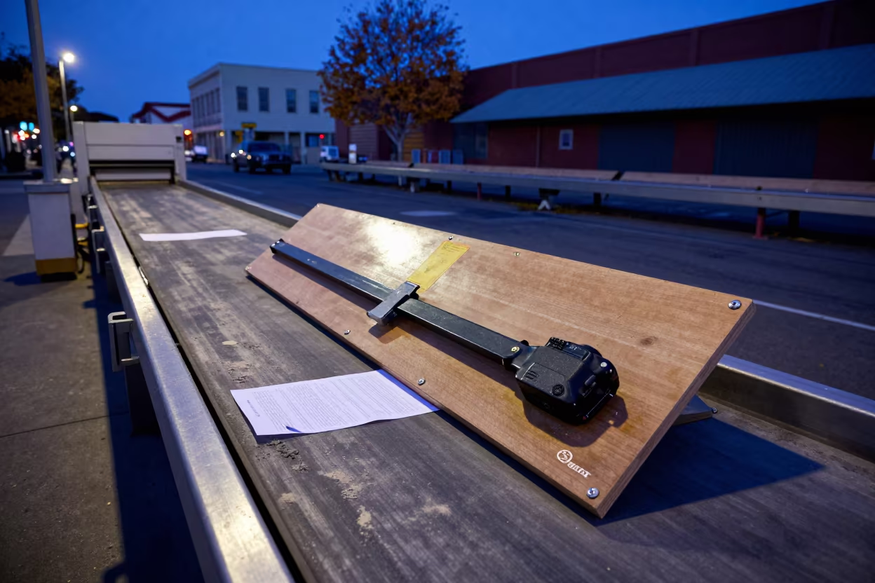 Seal Cutter Board on Chinatown Sorting Belt in at a parcel sorting belt near Chinatown, San Francisco