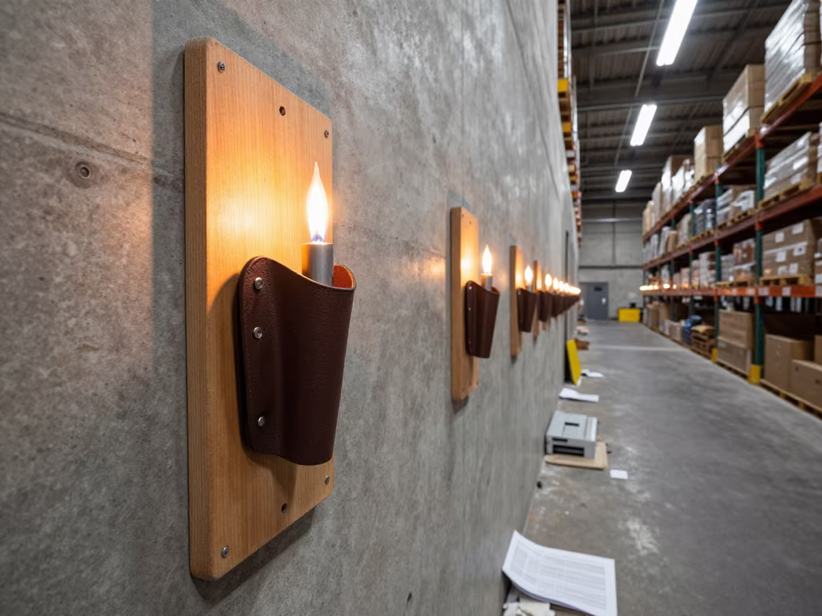 Seal Cutter Holster Board in San Francisco Warehouse Aisle in inside a warehouse aisle in San Francisco