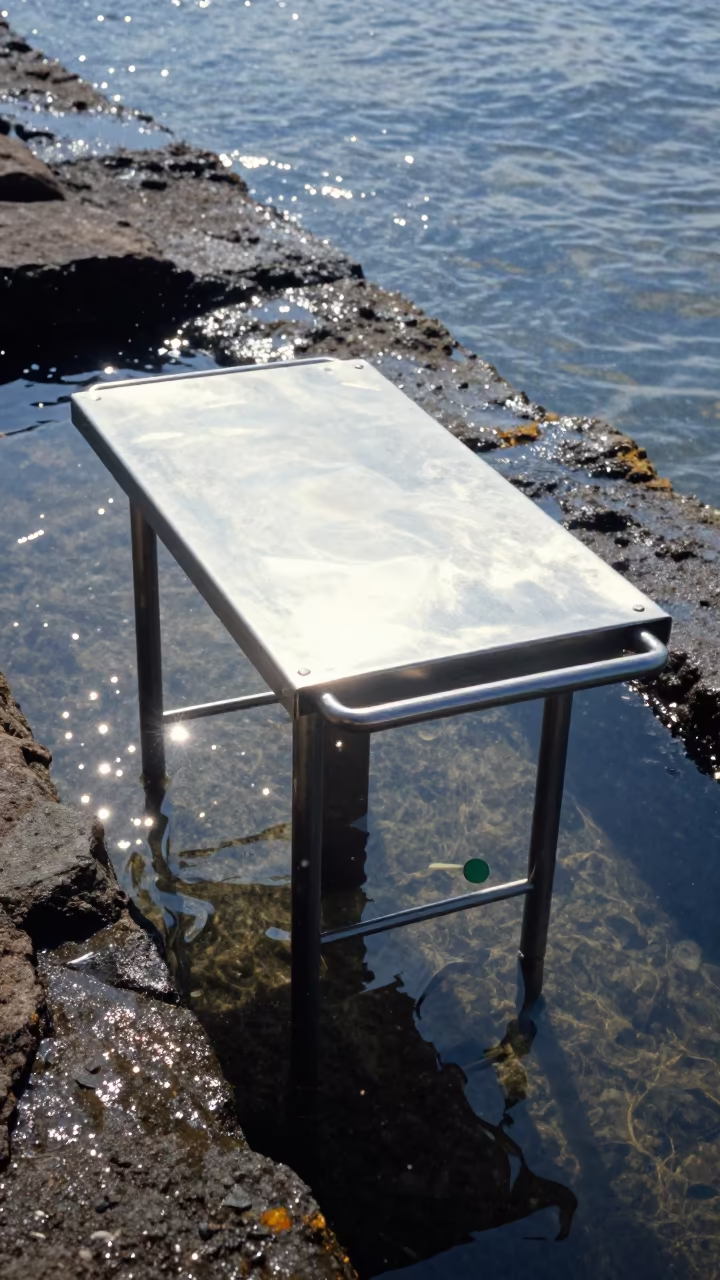 Seal Inspection Table Underwater Juhu Mumbai in beside a tide-cut rock ledge under clear water in Juhu, Mumbai