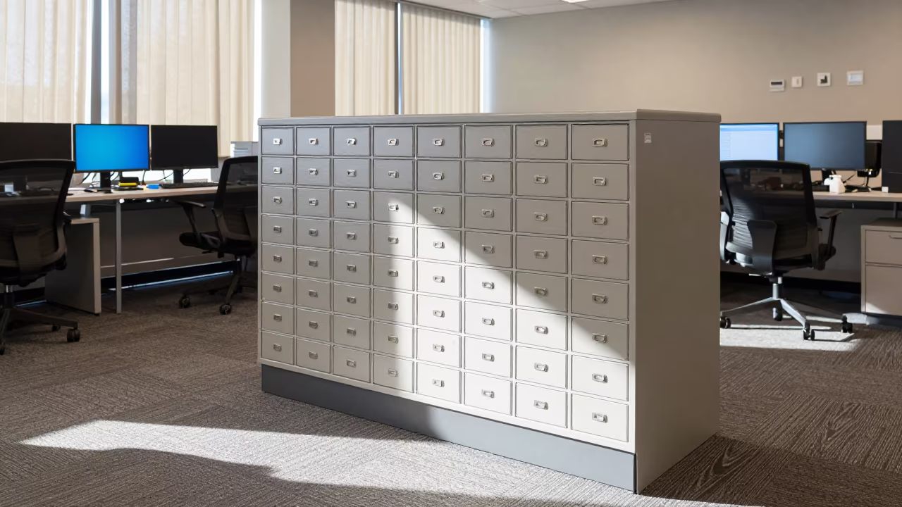 Seal Lockbox in San Francisco Operations Center in in an operations center under monitor glow in Fisherman's Wharf, San Francisco