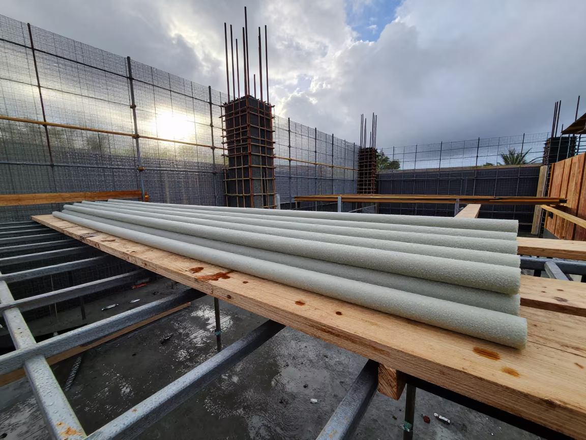 Sealant Backer Rod Shelf on Comoros Construction Deck in on an active construction deck in Comoros