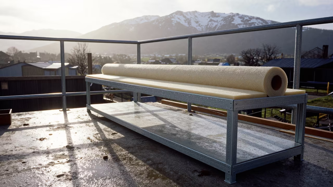 Sealant Backer Rod Shelf Early Morning Patagonia in on an active construction deck in Patagonia