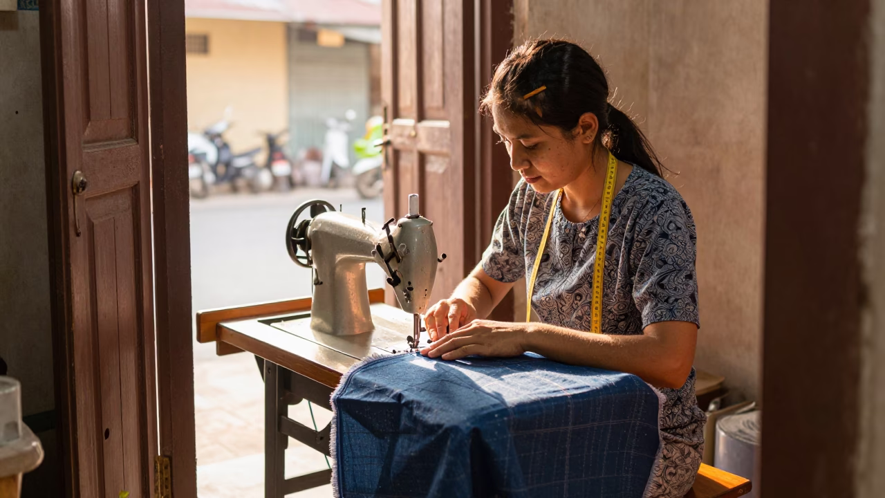 Seamstress in Phnom Penh in in Phnom Penh, Cambodia