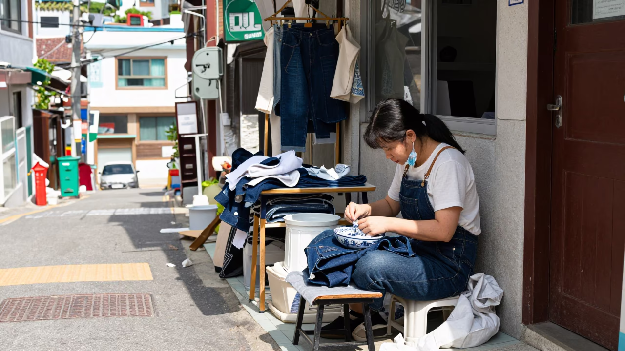 Seamstress Working in Busan in in Busan, South Korea