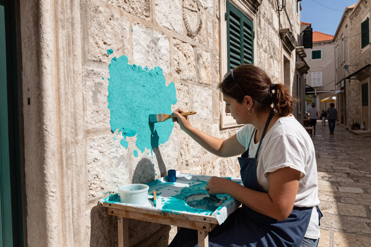 Seamstress Working in Dubrovnik in in Dubrovnik, Croatia