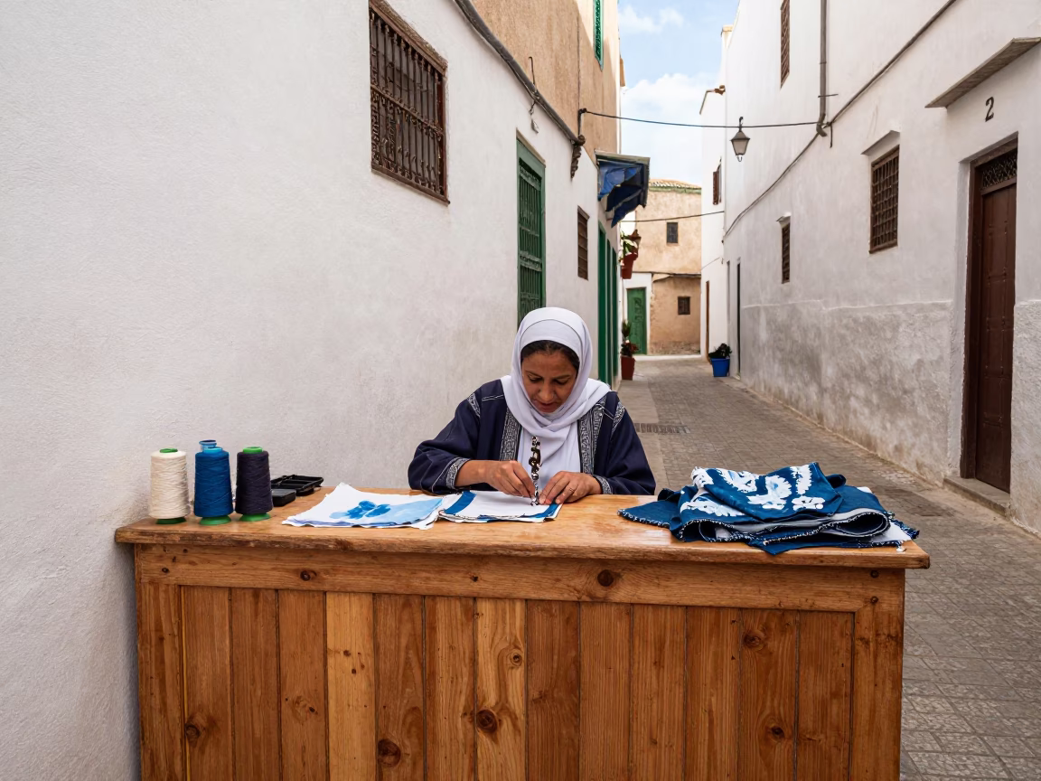 Seamstress Working in Essaouira in in Essaouira, Morocco
