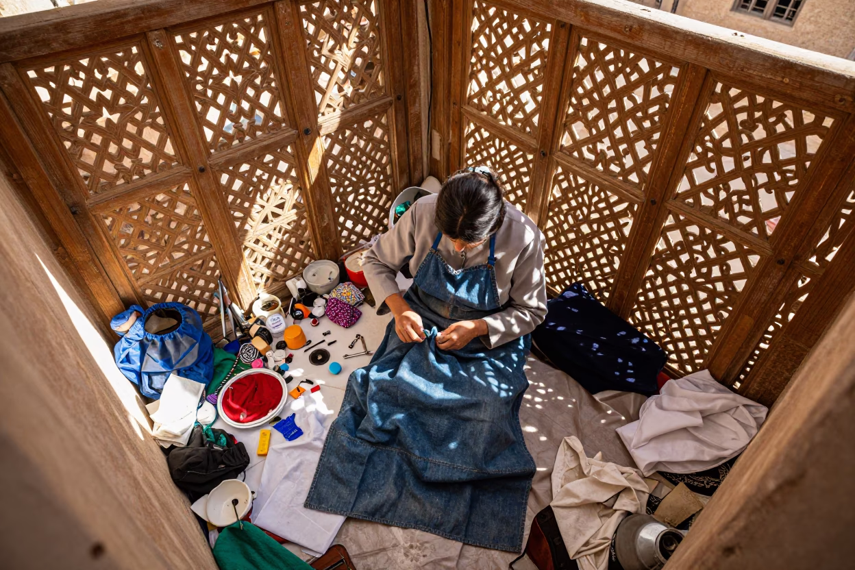 Seamstress Working in Fez in in Fez, Morocco