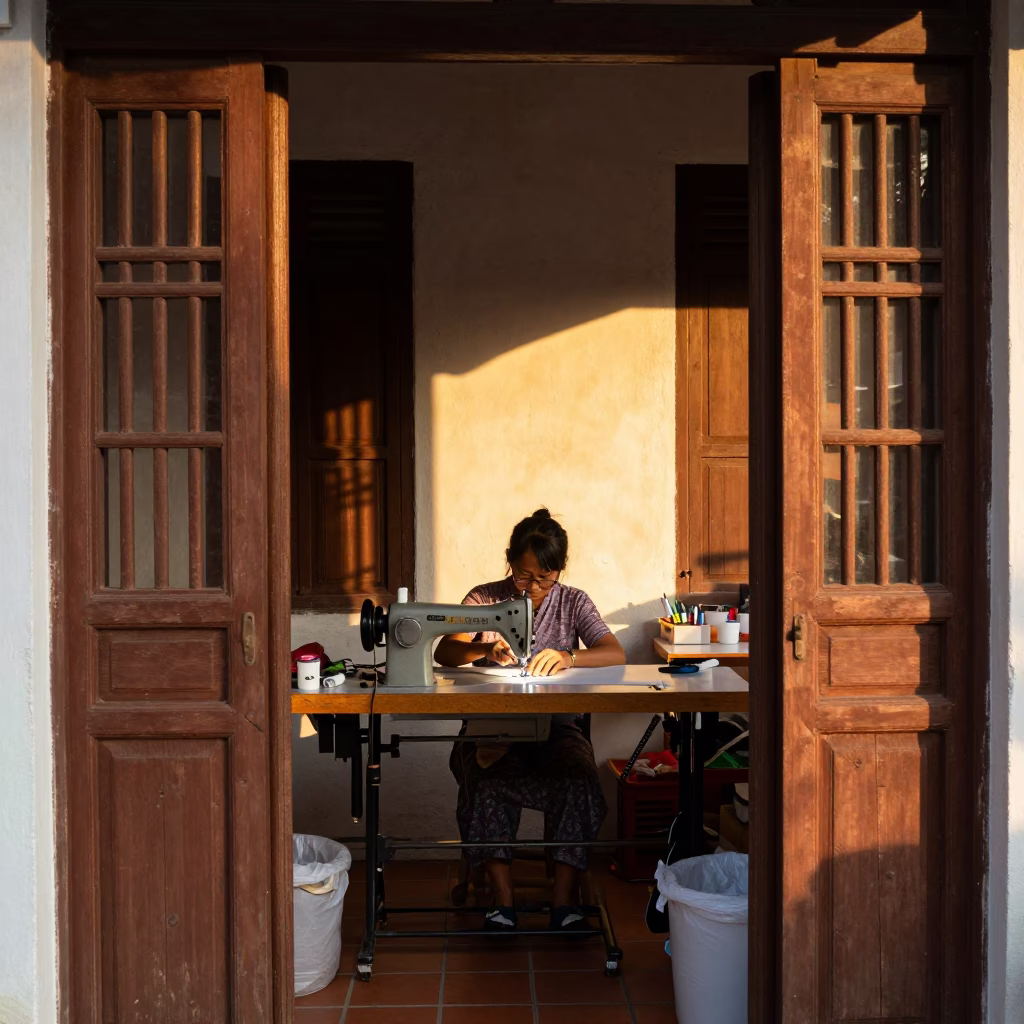Seamstress Working in George Town in in George Town, Malaysia