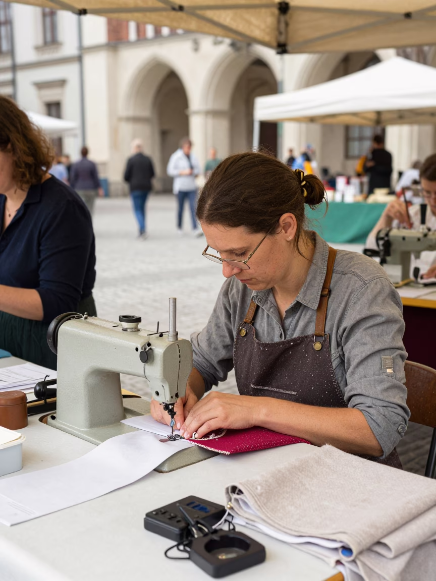 Seamstress Working in Krakow in in Krakow, Poland