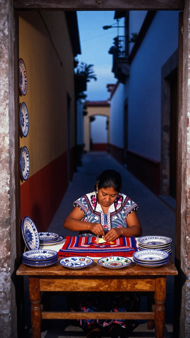 Seamstress Working in Oaxaca in in Oaxaca, Mexico