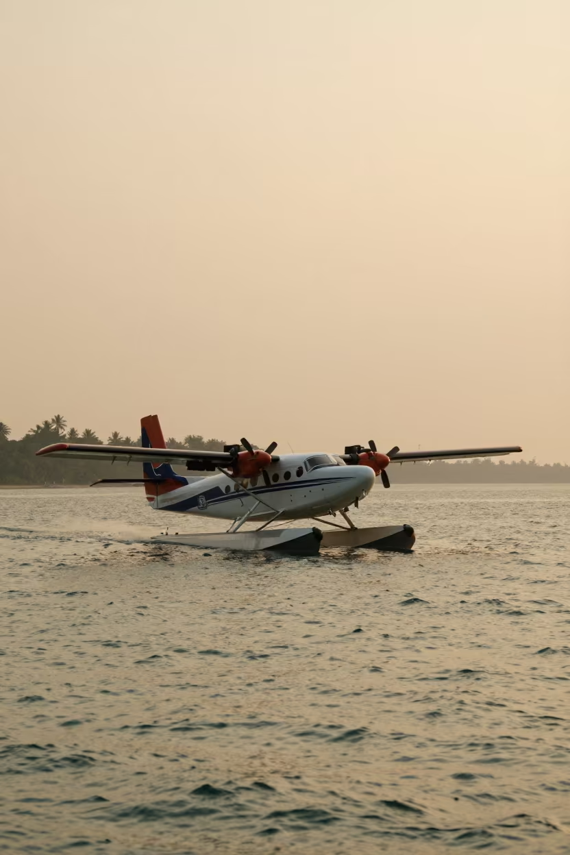 Seaplane Departing Tropical Atoll Near Sudirman Jakarta in near Sudirman, Jakarta