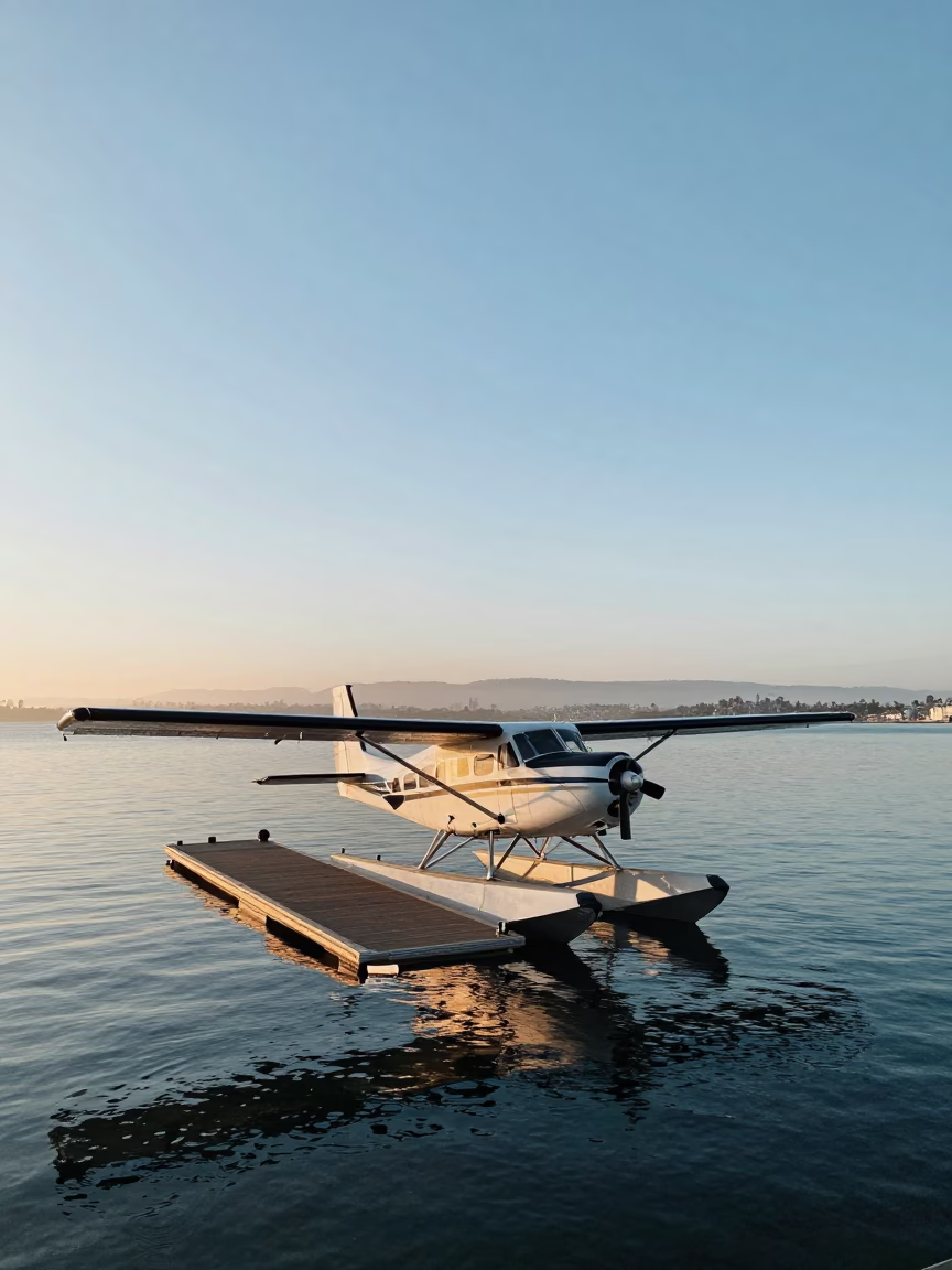 Seaplane Dock in San Diego at First Light Of Dawn in in San Diego, California, United States