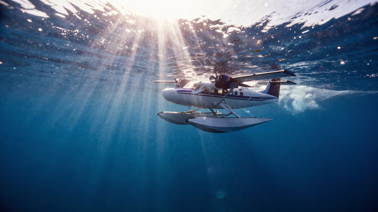 Seaplane Leaving Tropical Atoll Vietnam Afternoon in in Vietnam