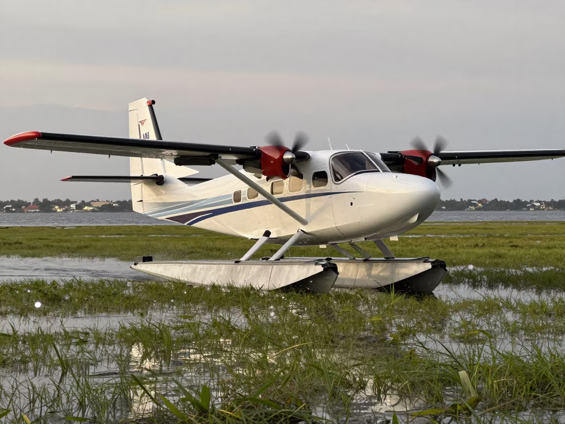 Seaplane Over Tropical Seagrass Philippines in above a seagrass meadow in Philippines