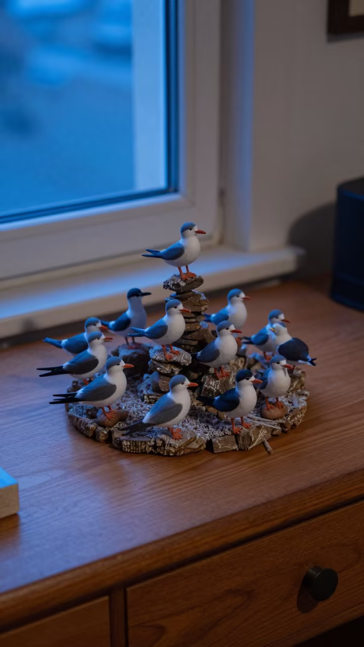 Seastack Colony on Desk in Twilight in on a writing desk in Ismailia