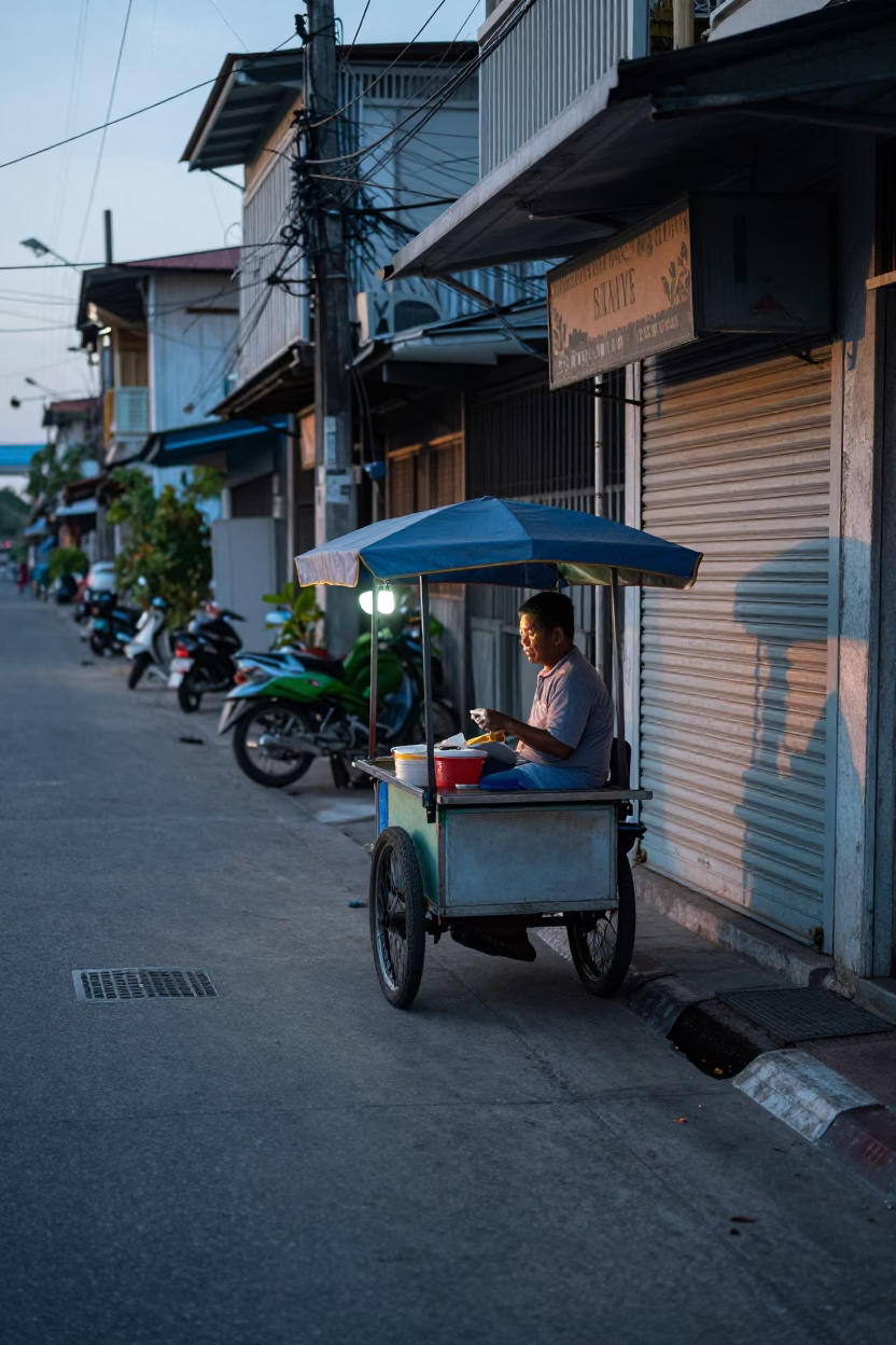 Seating at Early Morning Light in in Phuket, Thailand