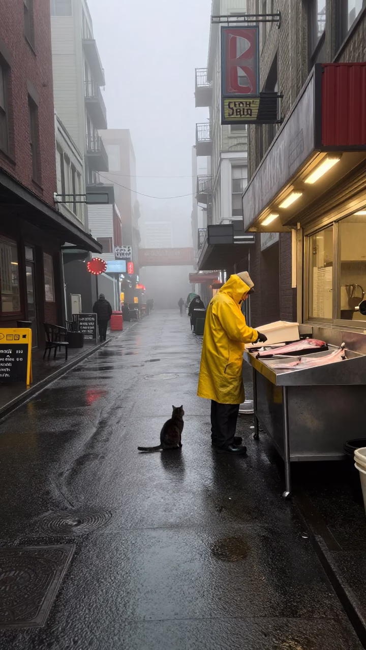 Seattle Cat at Dawn Light in in Seattle, Washington, United States