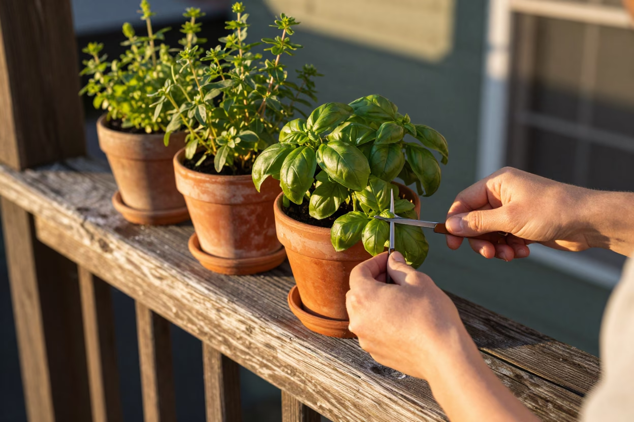 Seattle Hands Snipping Basil in in Seattle, Washington, United States