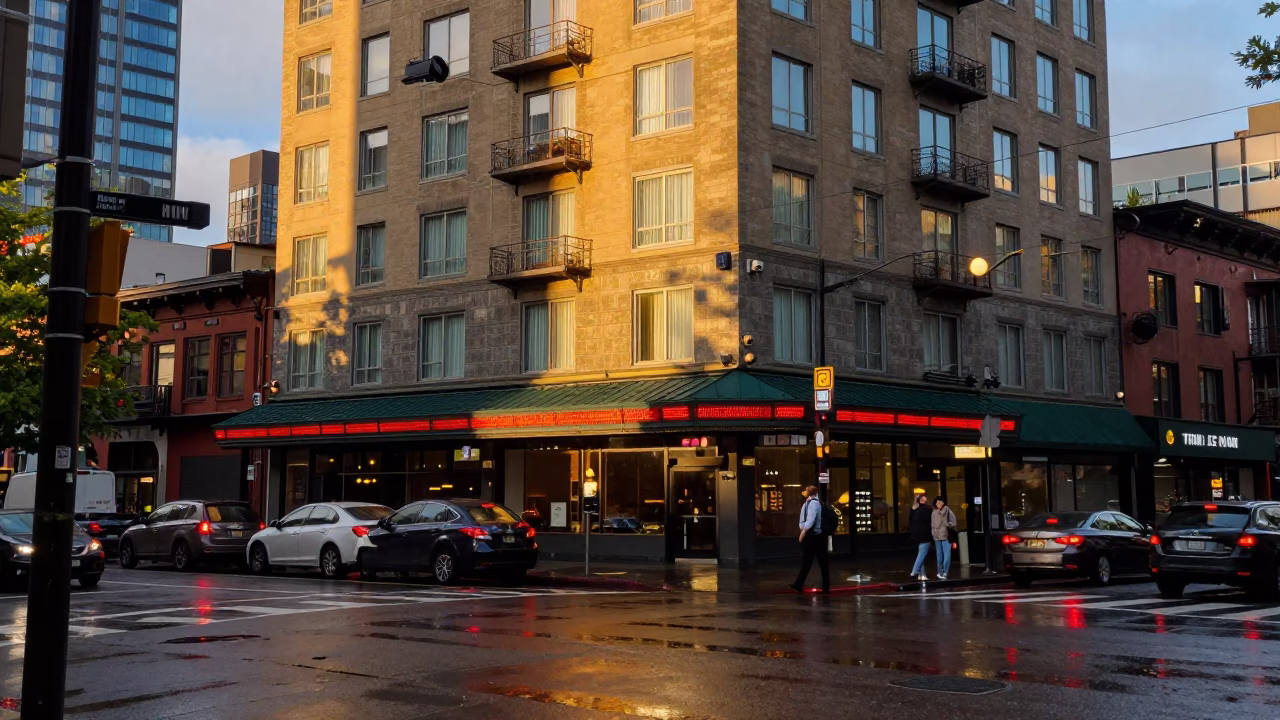 Seattle Hotel Windows And Tail Lights in in Seattle, Washington, United States