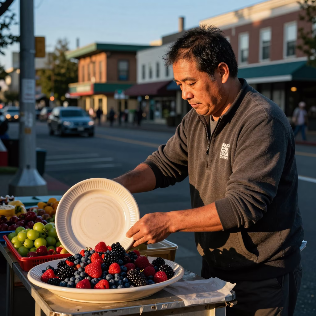 Seattle Late Afternoon Street Scene with Local Elements and Urban Details in in Seattle, Washington, United States
