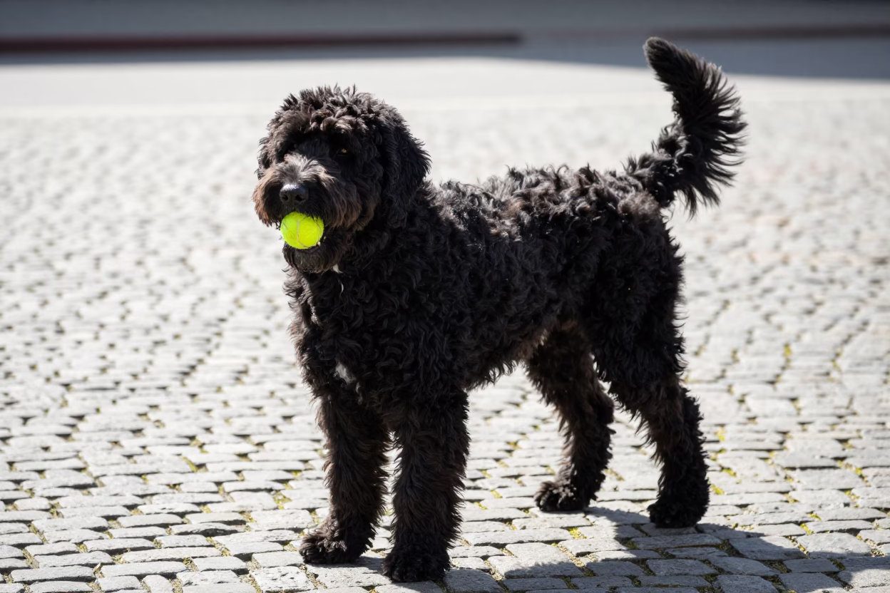 Seattle Retriever Playing at Bright Midmorning Light in in Seattle, Washington, United States