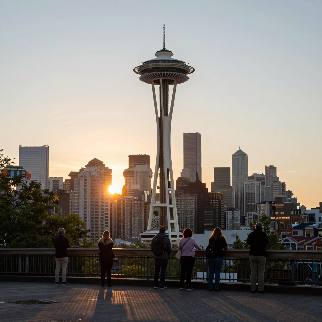 Seattle Space Needle And Kerry Park in in Seattle, Washington, United States