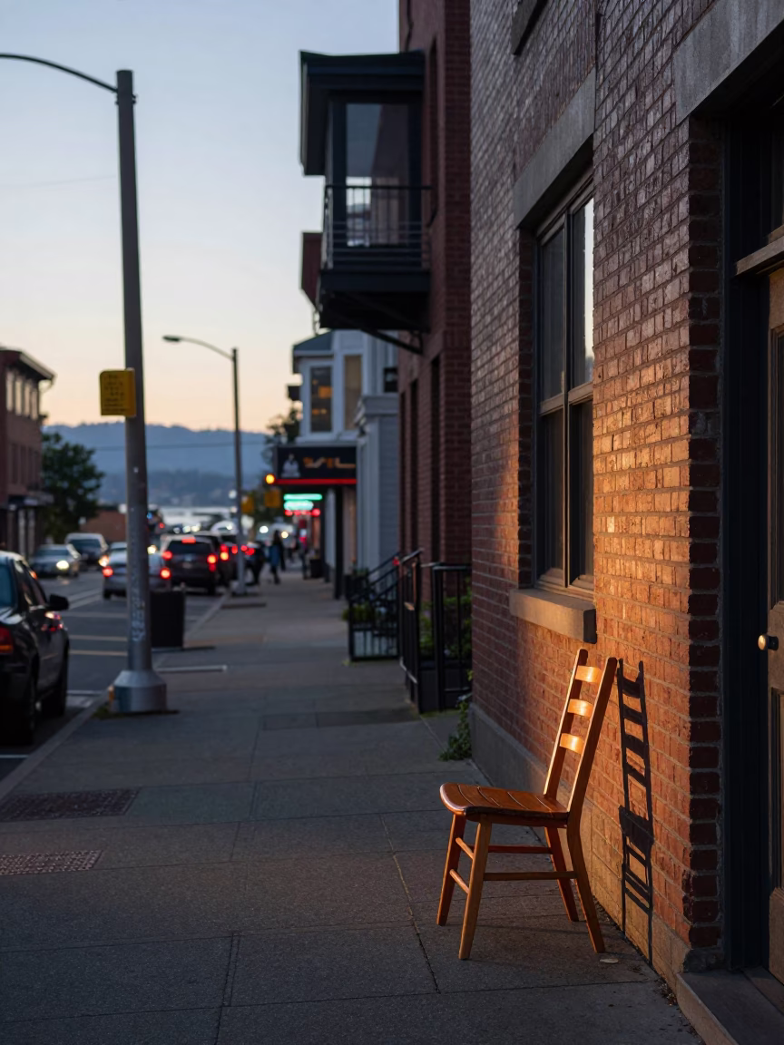 Seattle Street Scene at First Light Of Dawn in in Seattle, Washington, United States