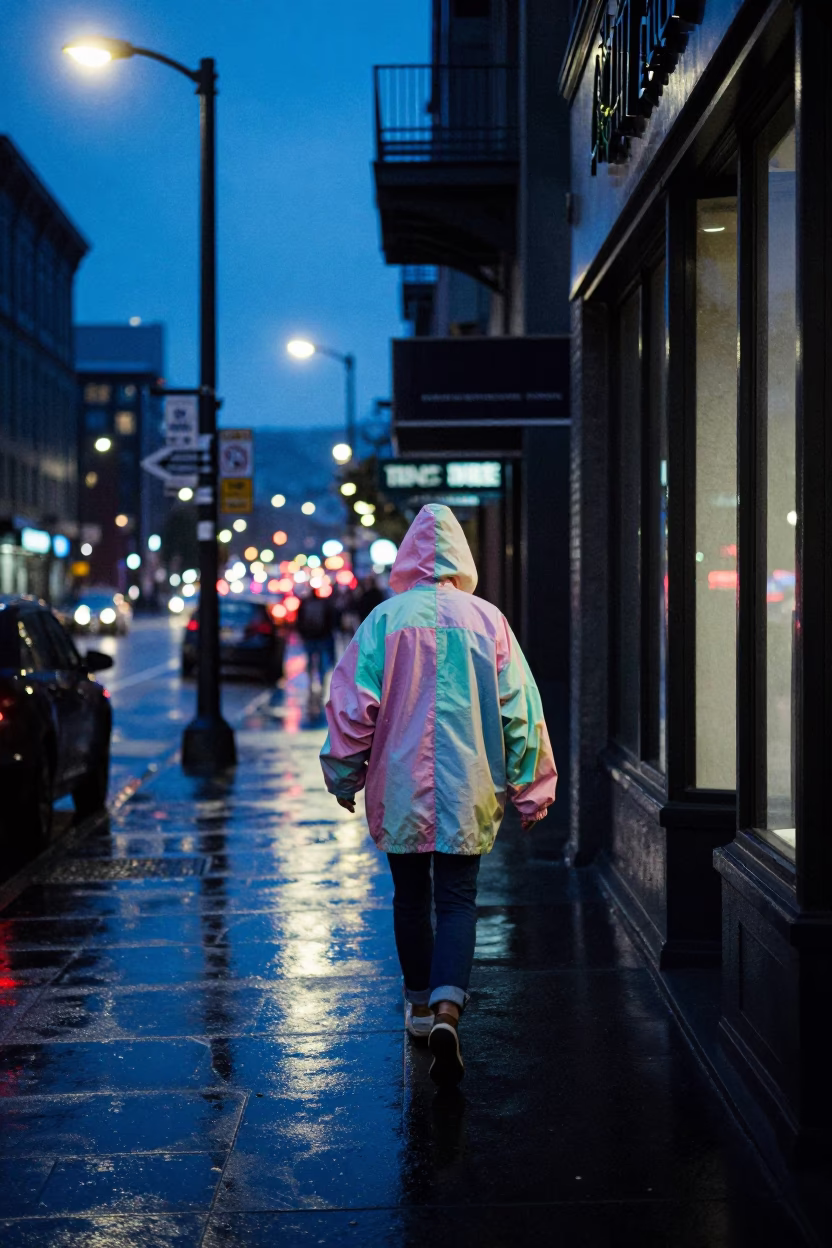 Seattle Washington City Lights Glow High Fashion Street Scene 1980s in in Seattle, Washington, United States