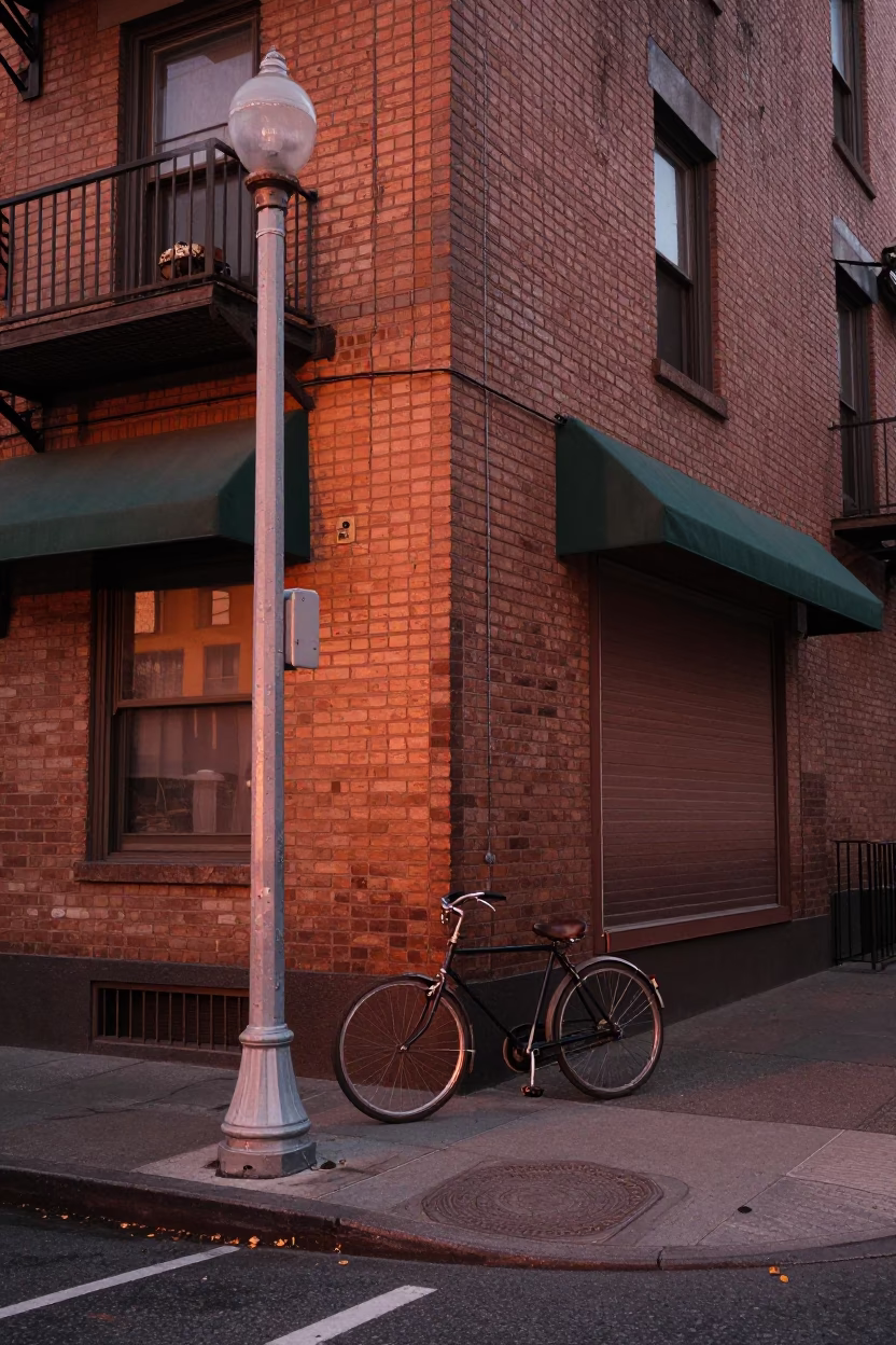 Seattle Washington Dusk Street Scene with Vintage 1970s Elements and Urban Details in in Seattle, Washington, United States