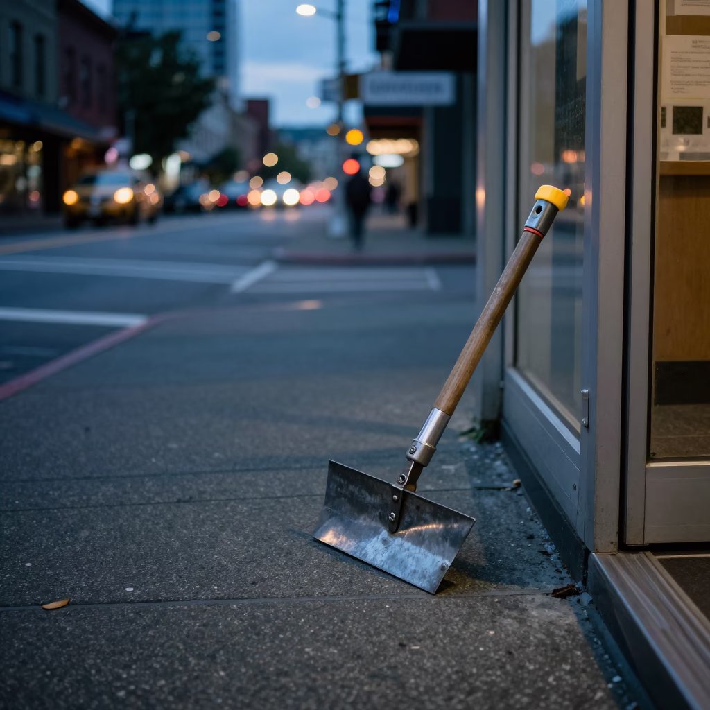 Seattle Washington Street Corner at Dusk with Boot Scraper and Urban Life in in Seattle, Washington, United States