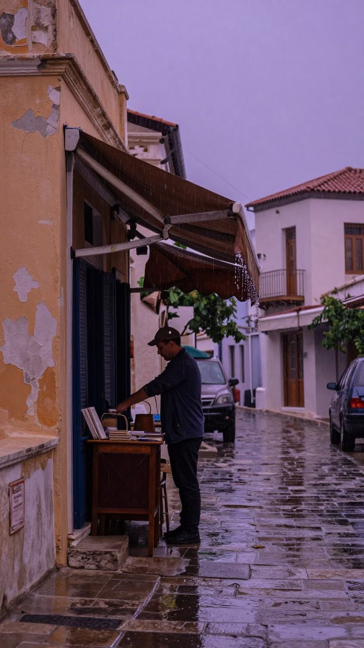 Securing Awning in Athens in in Athens, Greece