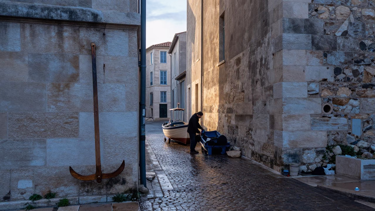 Securing Boat in Marseille in in Marseille, France