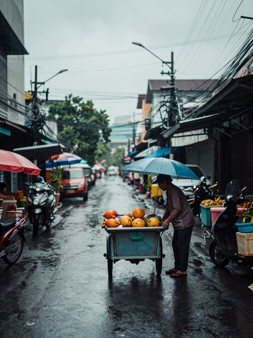 Securing Cart in Bangkok in in Bangkok, Thailand