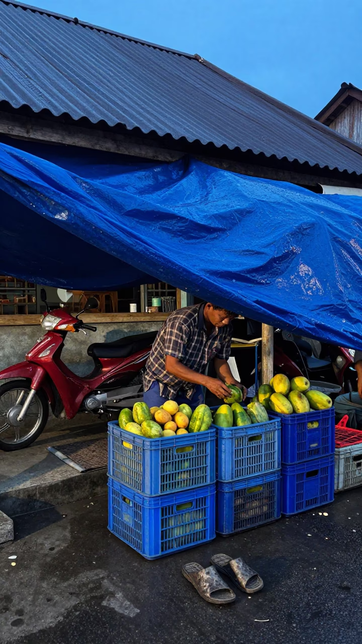 Securing Fruit in Denpasar in in Denpasar, Indonesia