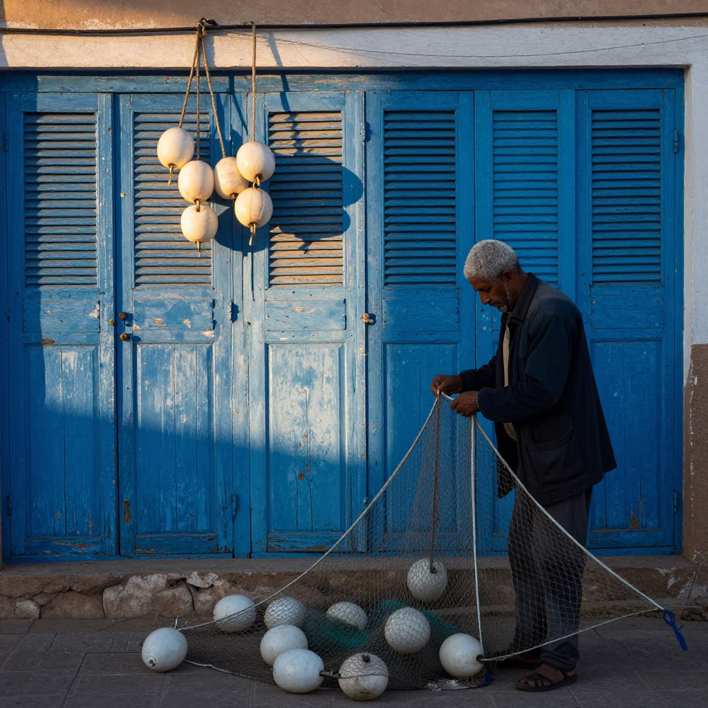 Securing Net in Essaouira in in Essaouira, Morocco