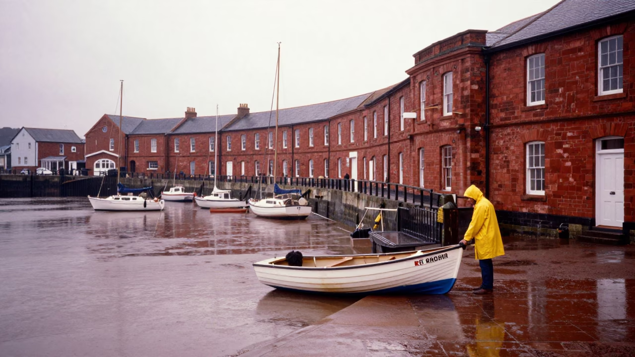 Securing Rowboat in Bristol in in Bristol, United Kingdom